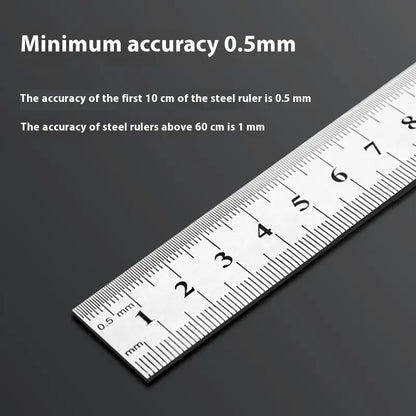 1Pcs 15/20/30/40/50/60100cm Stainless Steel Metal Straight Ruler For Home School Precision Measuring Tool Drawing Tool Supplies - ZOOMNSTORE