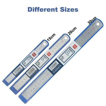 Deli Stainless Steel Ruler 15/20/30cm Metal Straight Ruler for Home School Precision Measuring Drawing Tool Supplies - ZOOMNSTORE