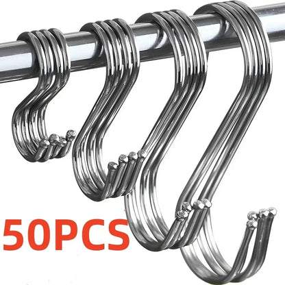 Stainless Steel S Hooks - Sharp Tip Multi Purpose Hanging Hooks for Kitchen & Butcher Shop - ZOOMNSTORE