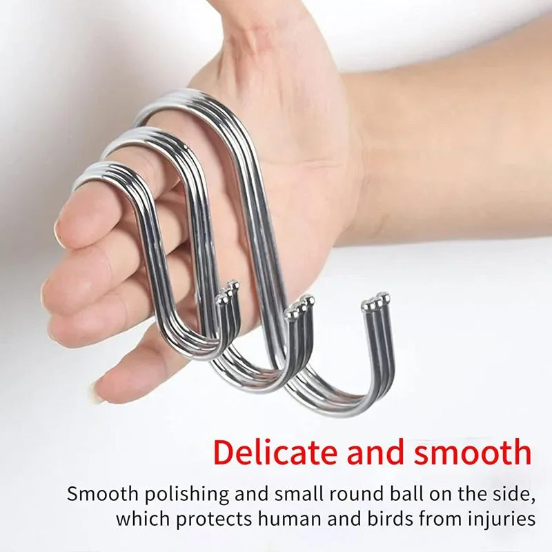 Stainless Steel S Hooks - Sharp Tip Multi Purpose Hanging Hooks for Kitchen & Butcher Shop - ZOOMNSTORE