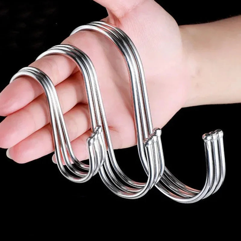 Stainless Steel S Hooks - Sharp Tip Multi Purpose Hanging Hooks for Kitchen & Butcher Shop - ZOOMNSTORE