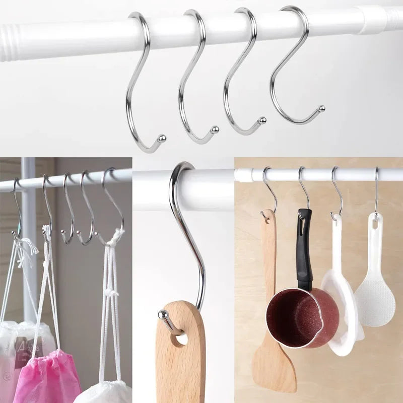 Stainless Steel S Hooks - Sharp Tip Multi Purpose Hanging Hooks for Kitchen & Butcher Shop - ZOOMNSTORE