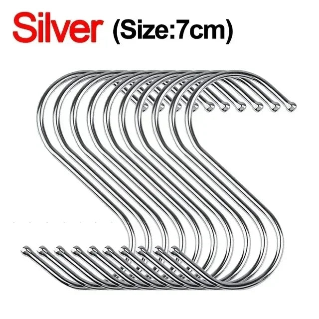 Stainless Steel S Hooks - Sharp Tip Multi Purpose Hanging Hooks for Kitchen & Butcher Shop - ZOOMNSTORE