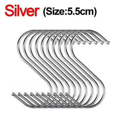 Stainless Steel S Hooks - Sharp Tip Multi Purpose Hanging Hooks for Kitchen & Butcher Shop - ZOOMNSTORE