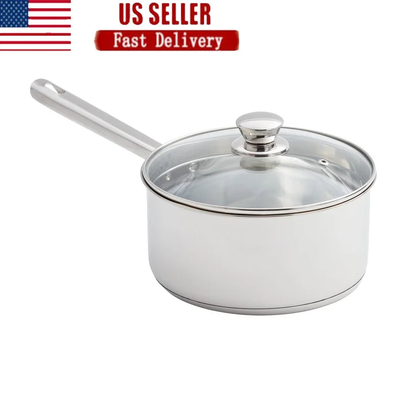 Stainless Steel Saucepan - 3 Quart Induction Compatible Pan with Strainer Lid - ZOOMNSTORE