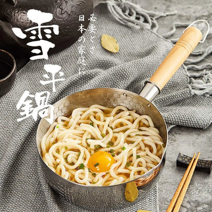 Stainless Steel Saucepan – Multi Use Cooking Pot with Solid Wood Handle & Glass Lid - ZOOMNSTORE