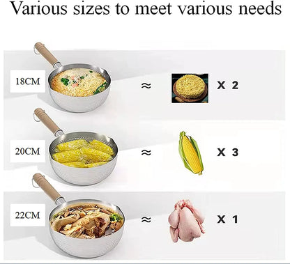 Stainless Steel Saucepan with Lid - Multipurpose Cooking Pot with Wood Handle and Pour Spouts - ZOOMNSTORE