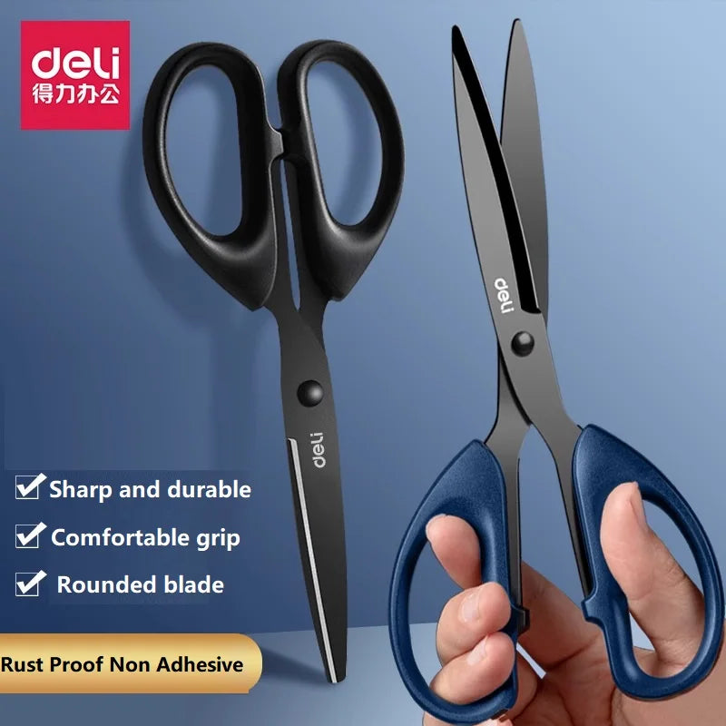 Deli Stainless Non Adhesive Stationery Scissors Sharp Blades Paper Cuttings ножницы для школы Office Tailor Household ciseaux - ZOOMNSTORE