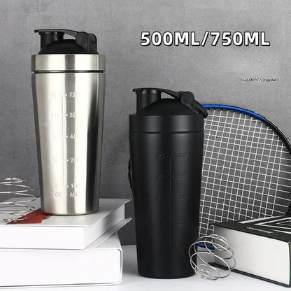 Stainless Steel Shaker - Protein Shaker Bottle Portable Leak Proof Mixer Cup - ZOOMNSTORE