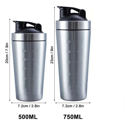 Stainless Steel Shaker - Protein Shaker Bottle Portable Leak Proof Mixer Cup - ZOOMNSTORE