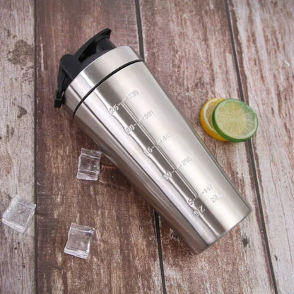 Stainless Steel Shaker - Protein Shaker Bottle Portable Leak Proof Mixer Cup - ZOOMNSTORE