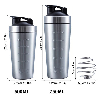 Stainless Steel Shaker - Protein Shaker Bottle Portable Leak Proof Mixer Cup - ZOOMNSTORE