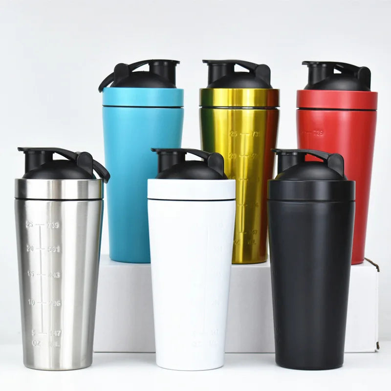 Stainless Steel Shaker - Protein Shaker Bottle Portable Leak Proof Mixer Cup - ZOOMNSTORE