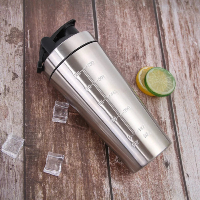 Stainless Steel Shaker - Protein Shaker Bottle Portable Leak Proof Mixer Cup - ZOOMNSTORE