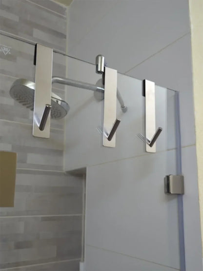 Stainless Steel S-Shape Shower Door Towel Rack - Bathroom Bathrobe Hanger Hooks - ZOOMNSTORE