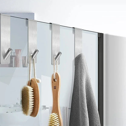 Stainless Steel S-Shape Shower Door Towel Rack - Bathroom Bathrobe Hanger Hooks - ZOOMNSTORE
