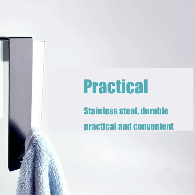 Stainless Steel S-Shape Shower Door Towel Rack - Bathroom Bathrobe Hanger Hooks - ZOOMNSTORE