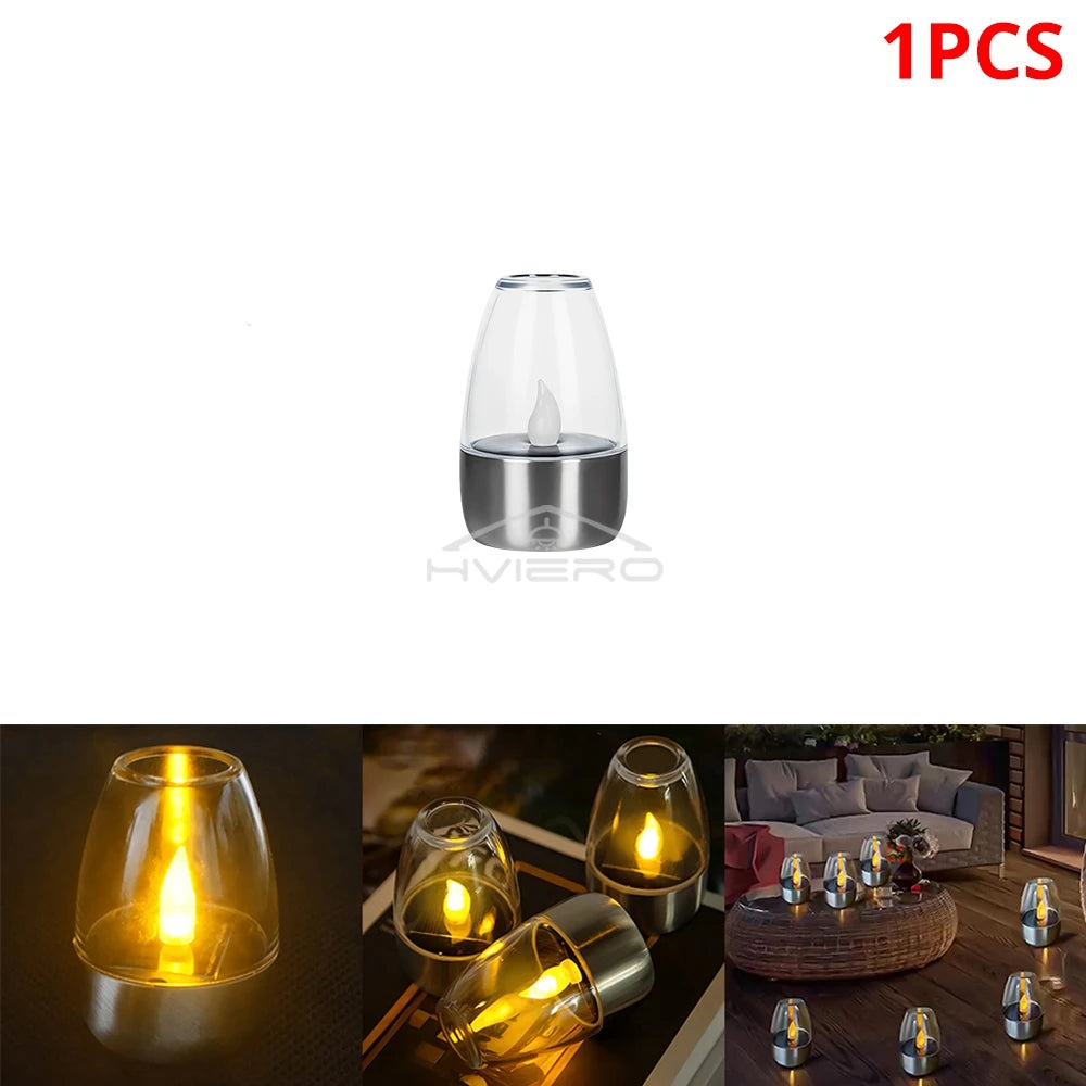 Stainless Steel Solar LED Candle - Outdoor Decorative Night Light for Courtyard  Halloween - ZOOMNSTORE