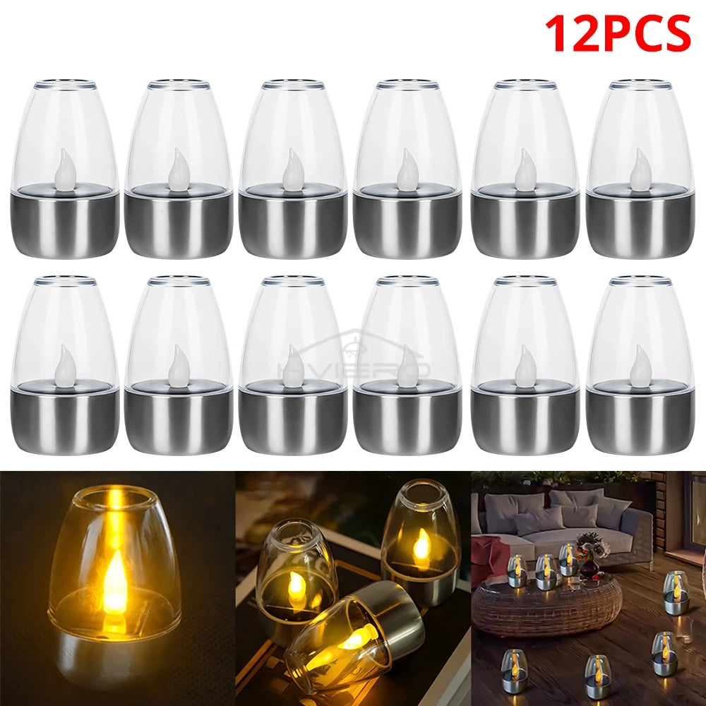 Stainless Steel Solar LED Candle - Outdoor Decorative Night Light for Courtyard  Halloween - ZOOMNSTORE