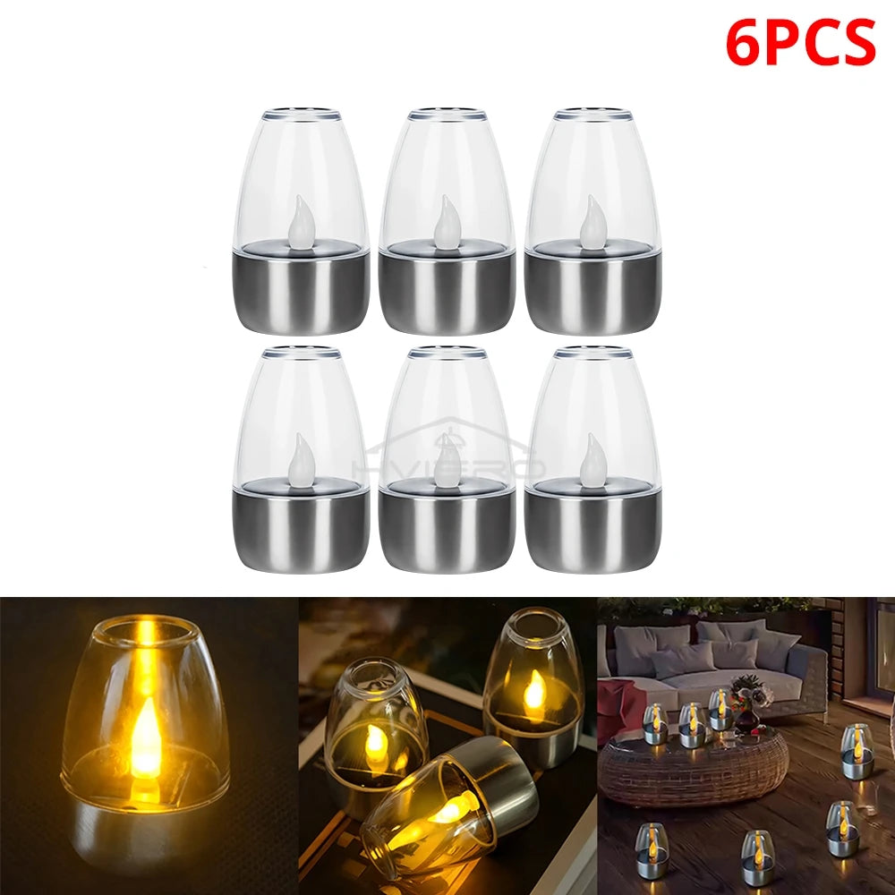 Stainless Steel Solar LED Candle - Outdoor Decorative Night Light for Courtyard  Halloween - ZOOMNSTORE