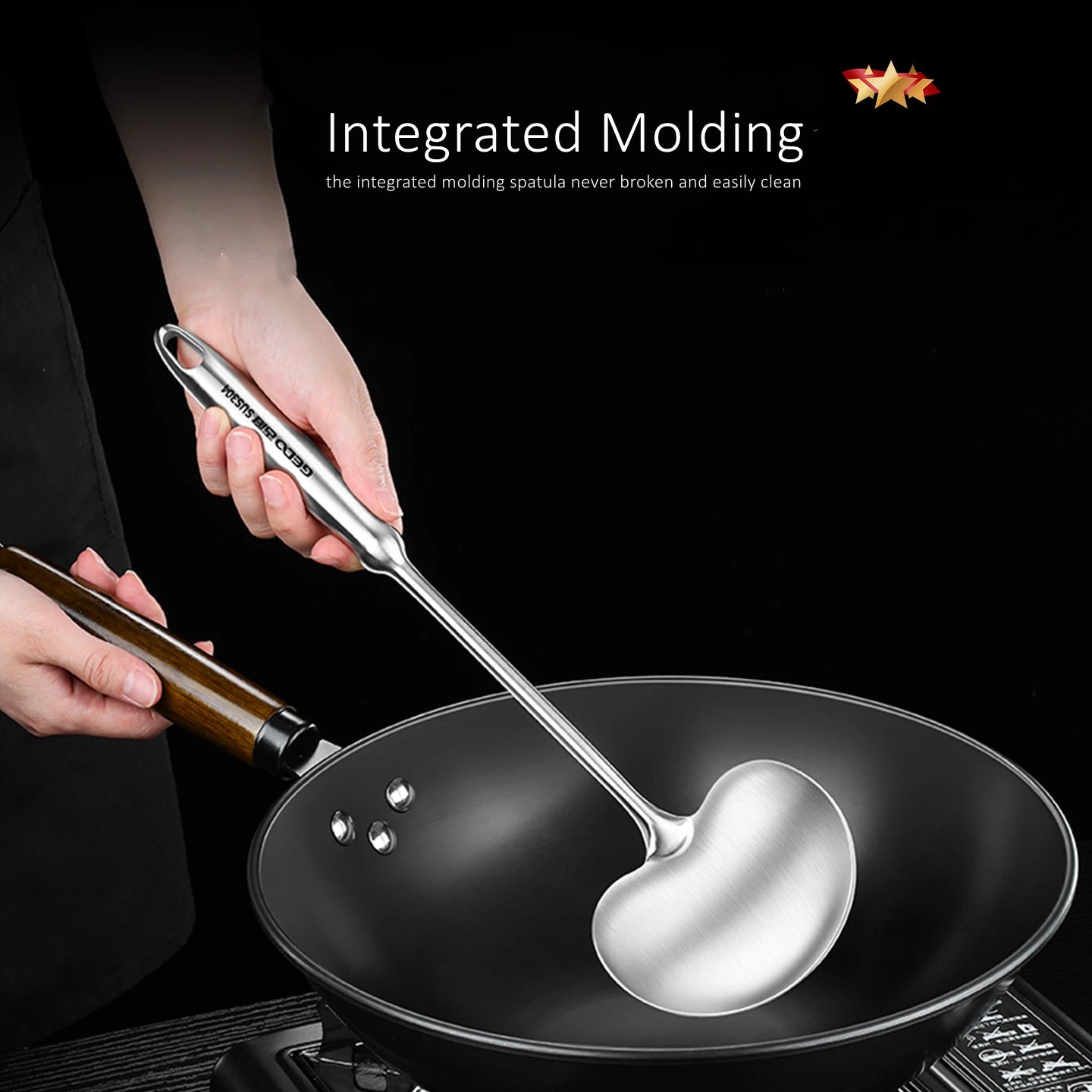 Stainless Steel Spatula - 2 in 1 Round Scoop Shovel with Heat Insulation Handle - ZOOMNSTORE