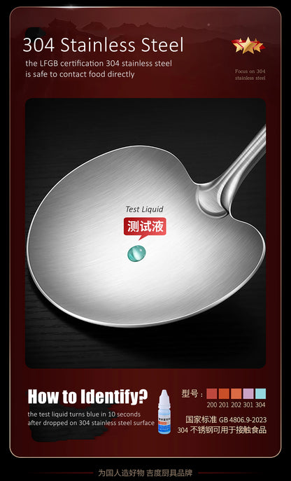Stainless Steel Spatula - 2 in 1 Round Scoop Shovel with Heat Insulation Handle - ZOOMNSTORE
