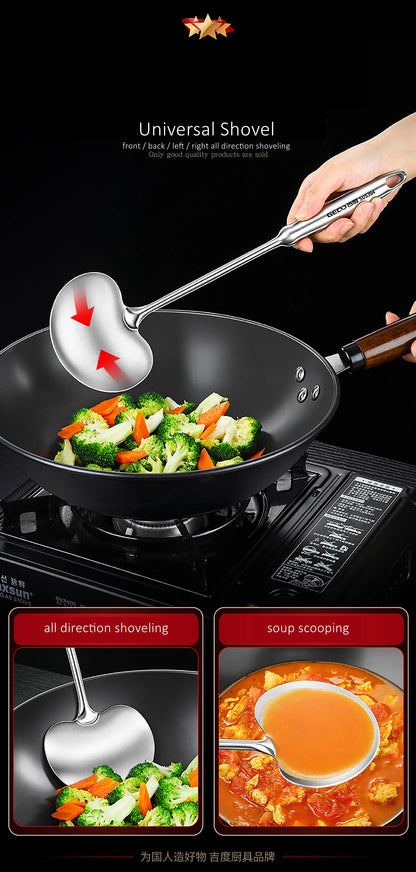 Stainless Steel Spatula - 2 in 1 Round Scoop Shovel with Heat Insulation Handle - ZOOMNSTORE
