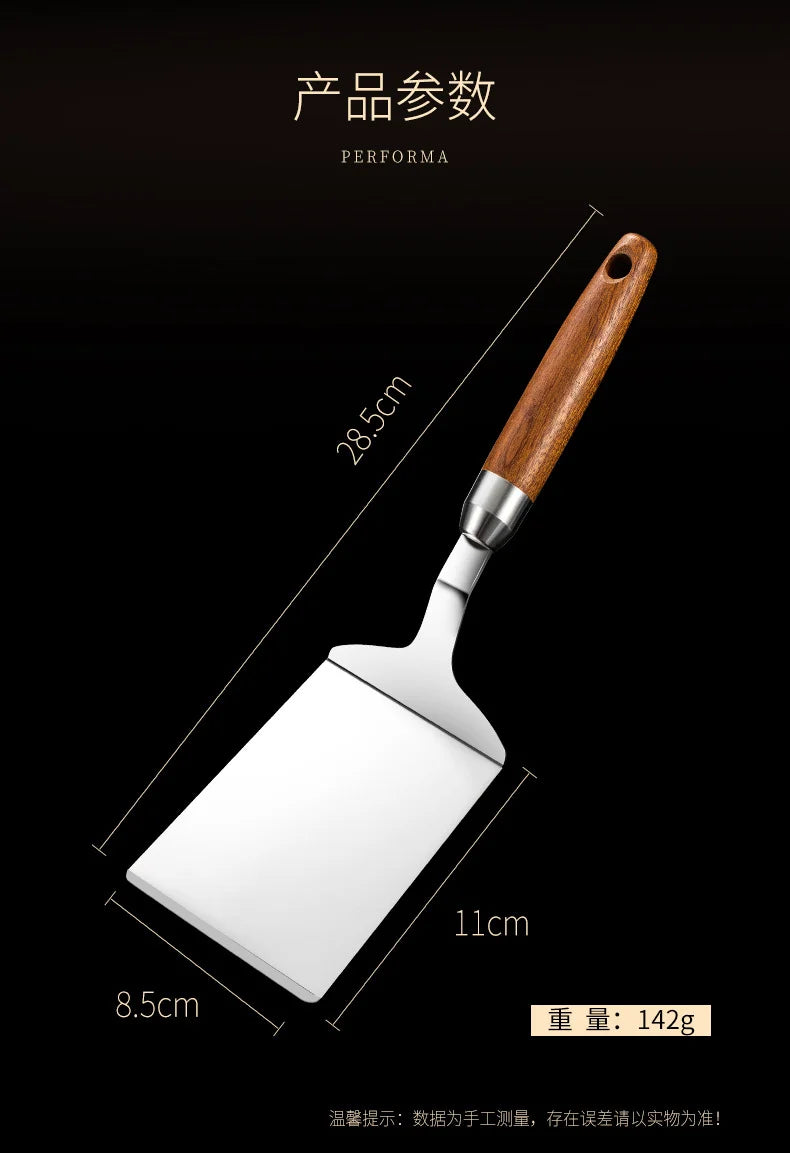 304 Stainless Steel Spatula - Non-Stick Barbecue Tongs with Wood Handle - ZOOMNSTORE