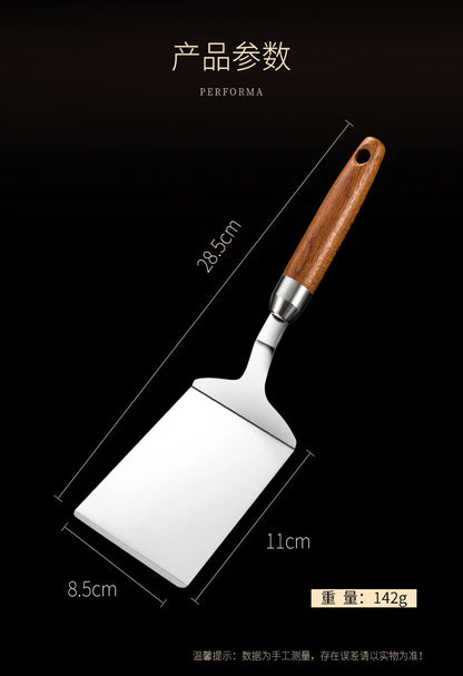 304 Stainless Steel Spatula - Non-Stick Barbecue Tongs with Wood Handle - ZOOMNSTORE