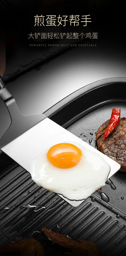 304 Stainless Steel Spatula - Non-Stick Barbecue Tongs with Wood Handle - ZOOMNSTORE