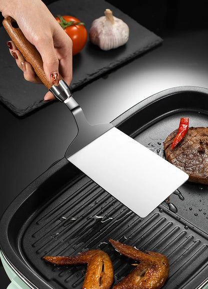 304 Stainless Steel Spatula - Non-Stick Barbecue Tongs with Wood Handle - ZOOMNSTORE