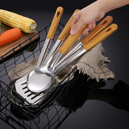 Stainless Steel Spatula With Wood Handle – Heat Resistant Cooking Shovel Ladle - ZOOMNSTORE