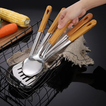 Stainless Steel Spatula With Wood Handle – Heat Resistant Cooking Shovel Ladle - ZOOMNSTORE