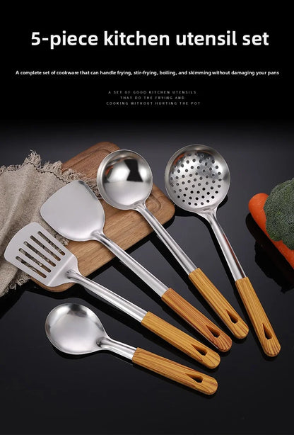 Stainless Steel Spatula With Wood Handle – Heat Resistant Cooking Shovel Ladle - ZOOMNSTORE
