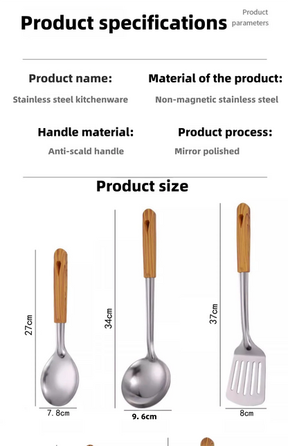 Stainless Steel Spatula With Wood Handle – Heat Resistant Cooking Shovel Ladle - ZOOMNSTORE