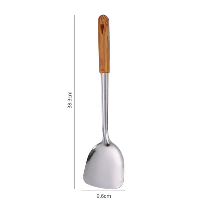 Stainless Steel Spatula With Wood Handle – Heat Resistant Cooking Shovel Ladle - ZOOMNSTORE