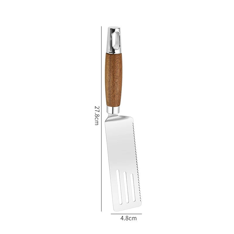 Stainless Steel Wooden Handle Spatula - Cooking BBQ Teppanyaki Tool - ZOOMNSTORE