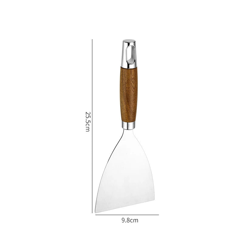 Stainless Steel Wooden Handle Spatula - Cooking BBQ Teppanyaki Tool - ZOOMNSTORE