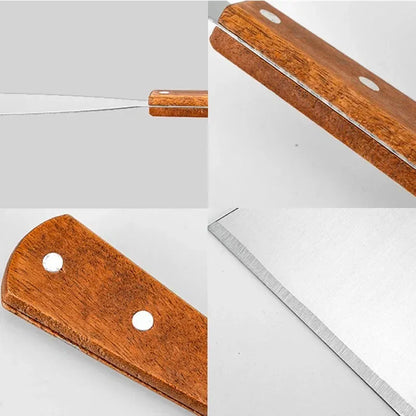 Stainless Steel Oblique Spatula with Wooden Handle - Versatile Kitchen Scraper for Steak Burger Pancake Pizza and Barbecue - ZOOMNSTORE