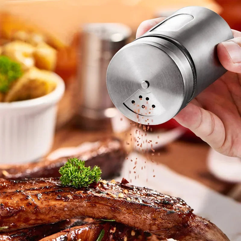 Stainless Steel Spice Box | Modern Style Condiment Shaker Jar & BBQ Herb Holder Organizer - ZOOMNSTORE
