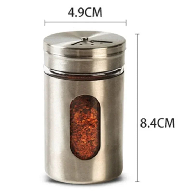 Stainless Steel Spice Box | Modern Style Condiment Shaker Jar & BBQ Herb Holder Organizer - ZOOMNSTORE