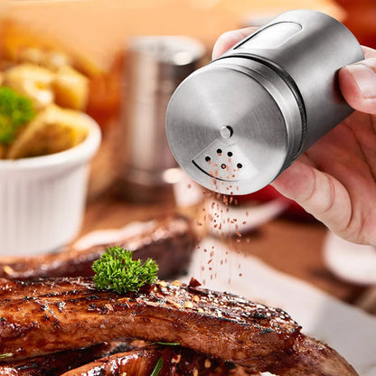 Stainless Steel Spice Box | Modern Style Condiment Shaker Jar & BBQ Herb Holder Organizer - ZOOMNSTORE