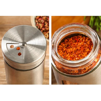 Stainless Steel Spice Box | Modern Style Condiment Shaker Jar & BBQ Herb Holder Organizer - ZOOMNSTORE