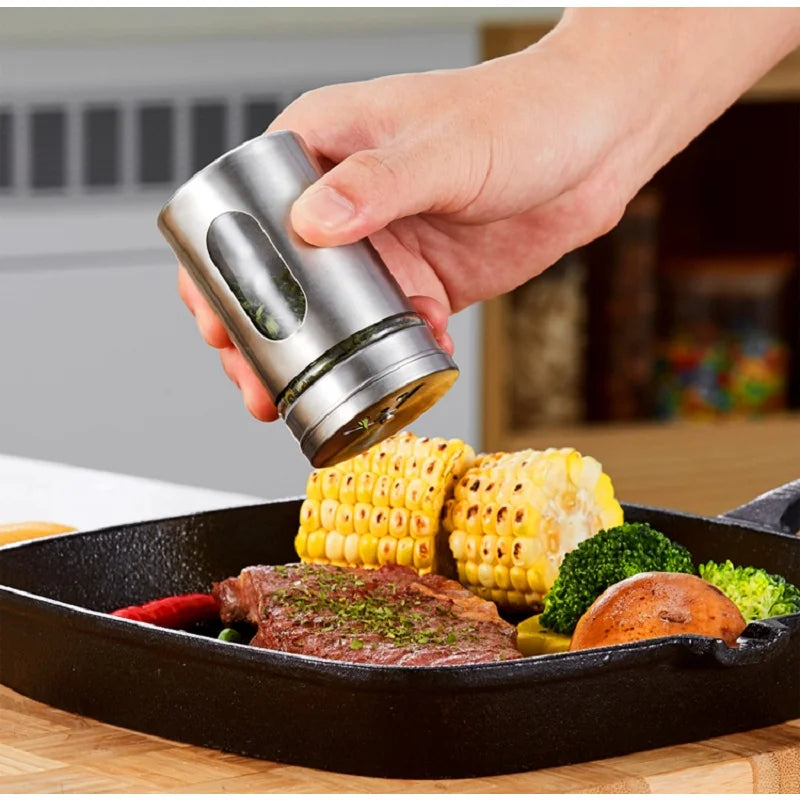Stainless Steel Spice Box | Modern Style Condiment Shaker Jar & BBQ Herb Holder Organizer - ZOOMNSTORE