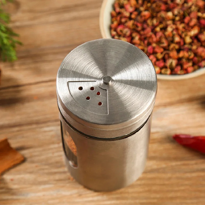 Stainless Steel Spice Box | Modern Style Condiment Shaker Jar & BBQ Herb Holder Organizer - ZOOMNSTORE