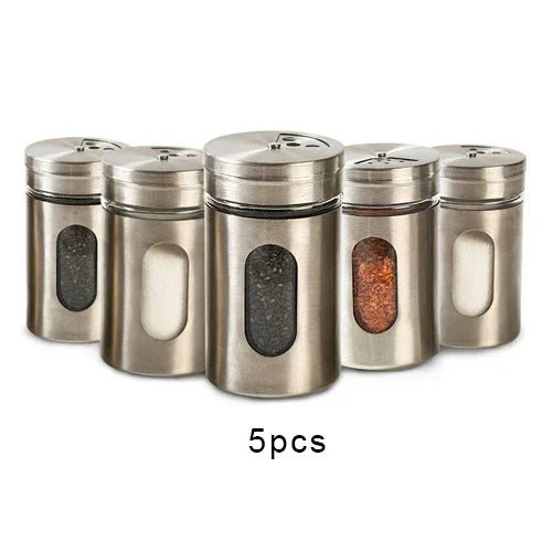 Stainless Steel Spice Box | Modern Style Condiment Shaker Jar & BBQ Herb Holder Organizer - ZOOMNSTORE