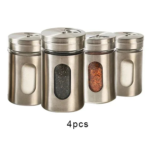 Stainless Steel Spice Box | Modern Style Condiment Shaker Jar & BBQ Herb Holder Organizer - ZOOMNSTORE