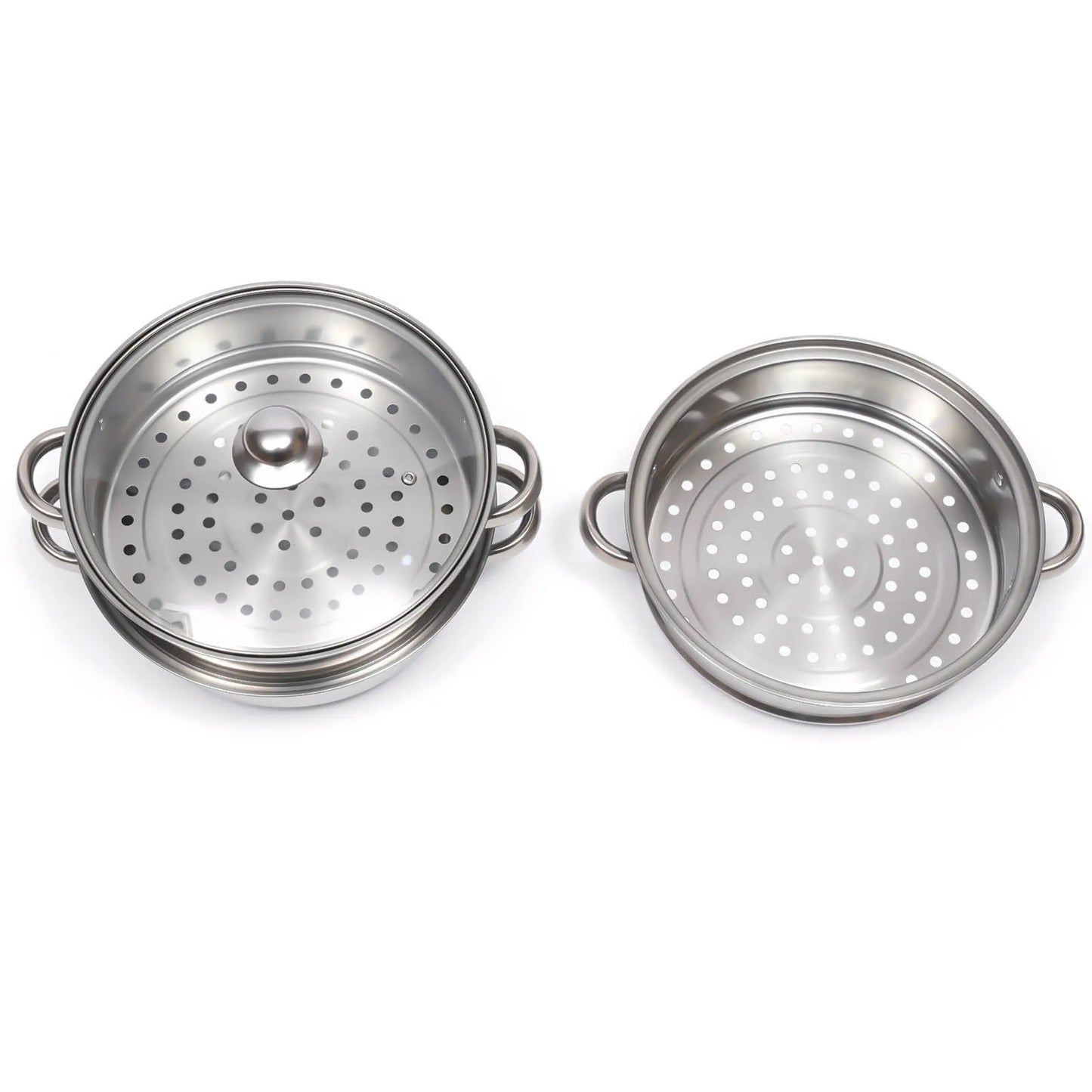 3-Tier Stainless Steel Steamer Pot Set with Glass Lid - 11 Large Cooking Cooker - ZOOMNSTORE