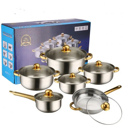 Stainless Steel 12-Piece Stock Pot Set - Wholesale Kitchen Cookware - ZOOMNSTORE