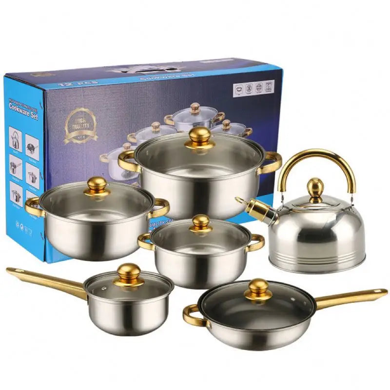 Stainless Steel 12-Piece Stock Pot Set - Wholesale Kitchen Cookware - ZOOMNSTORE